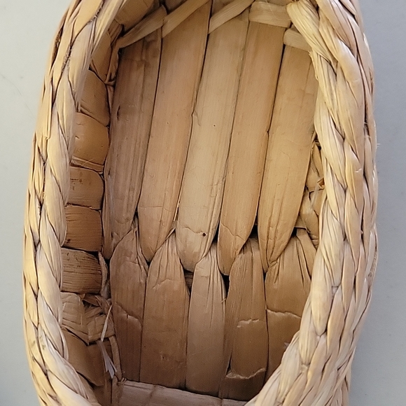 3 for $15. Boho Wicker Woven Raffia Straw Pair of Shoe Planters Baskets - Picture 2 of 4